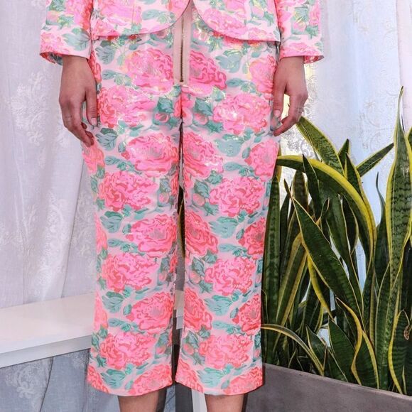 For Love and Lemons Hot Pink Brocade pants